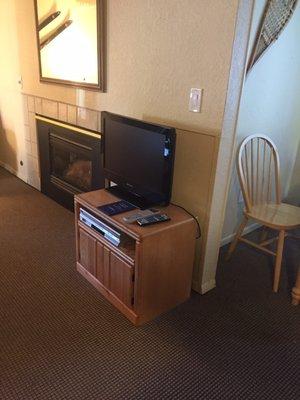 Nice TV, with satellite cable. There's also a VCR (!) & DVD player