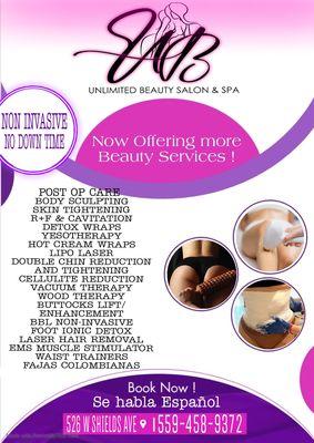 Book us now for all your non-invasive body sculpting services ! We don't just do, just hair !