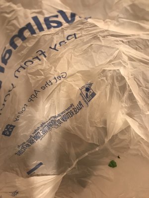 Chewed gum inside bag from PickUp