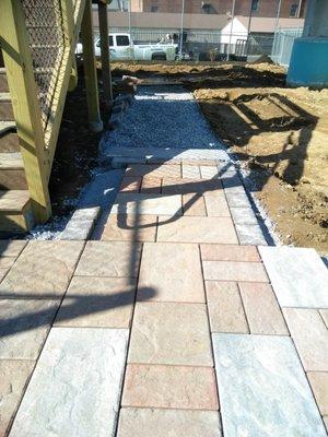 Walkway at Clipper Magazine Stadium for the picnic area.  Hardscape and landscape contractor for Lancaster PA