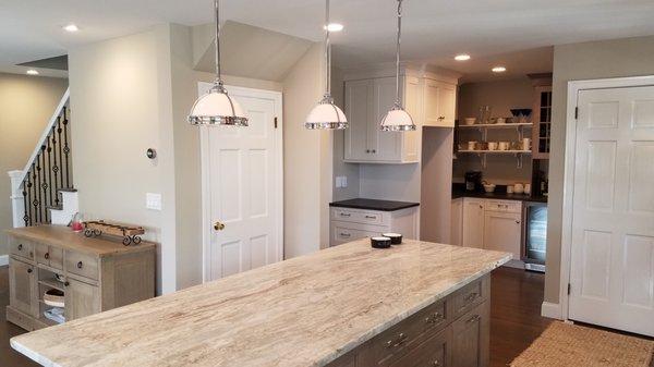 Middletown RI Garage conversion to kitchen pantry area and family room.  Finished.