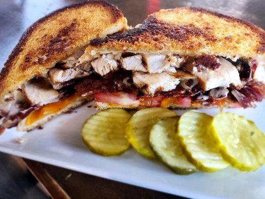 Chicken Bacon Ranch stuffed grilled cheese.