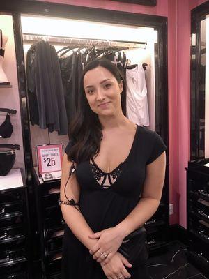 Emma, the best bra fit expert!  Wearing one of VS's fall featured bras!  Gorgeous!