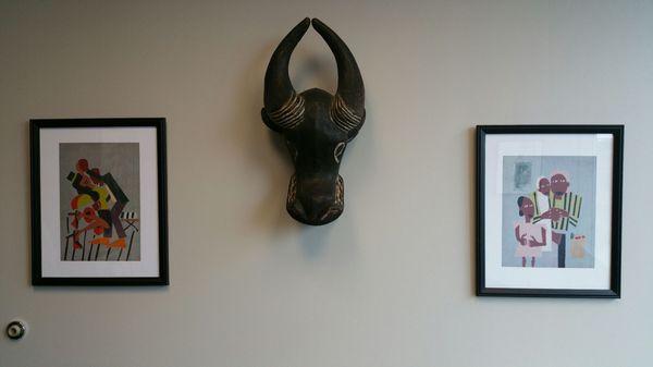 Mask and frames are from the shop. The prints are from Cleveland's Museum of Art.