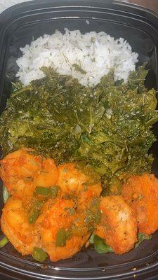 Ree Fit Shrimp Lunch.
6pc Shrimp over a bed of spinach, kale and jasmine rice.