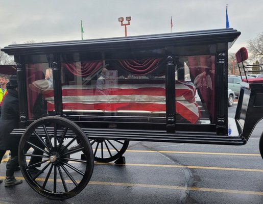 Black Horse Drawn Hearse - Military Funeral