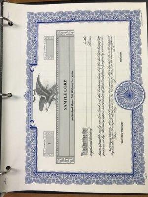 Sample stock certificate