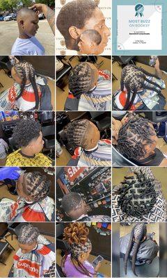 ALL HAIRCUTS AND LOCS IN PHOTO DONE BY SAMEOLEG. TOP ONE STOP SHOP