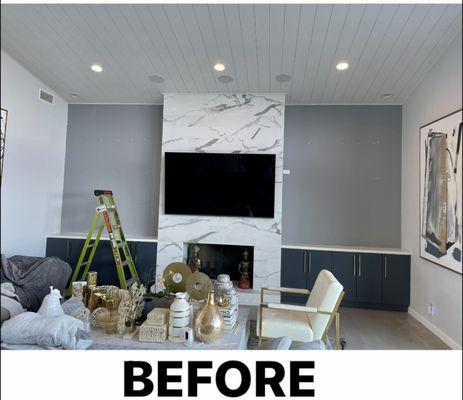 Utilizing every aspect of wall space, recessed lighting and new paint