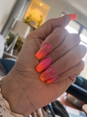 Summer ombre with palm tree designs