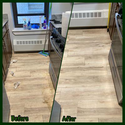 Before & After move in cleaning kitchen floor