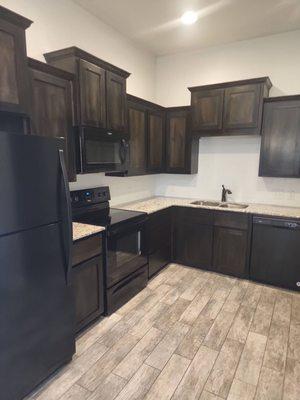 Tile backsplash spacious pantry and counter space