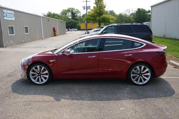 Tesla Model 3 Red Performance Level 1 Full Exterior Polish