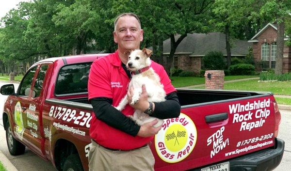 Speedy Glass Repair Technician Brian with Chip.