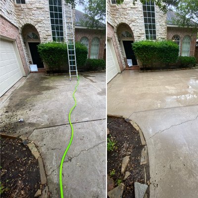 Concrete driveway cleaning.