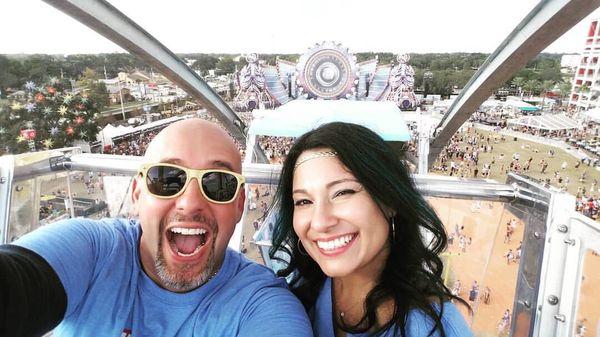 Top of the ferries wheel with the main stage in the background!