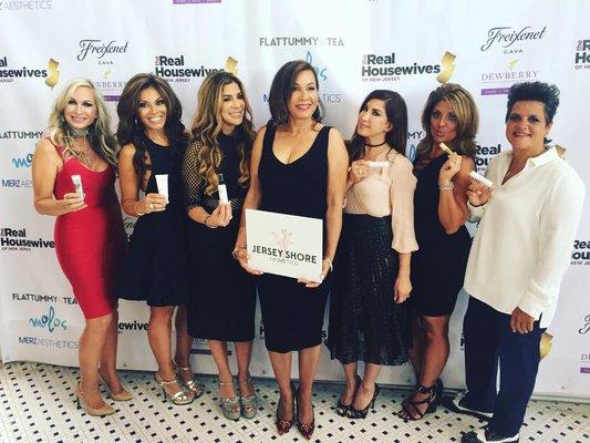 Jersey Shore Cosmetics  sponsors RHONJ Premiere. Jakki Quattro pictured (center) with RHONJ cast members.