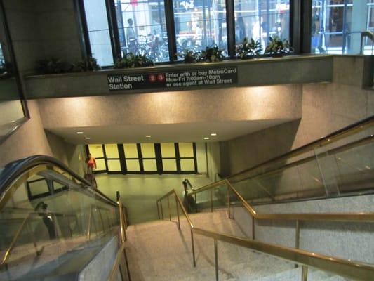 Here's the subway entrance through 60 Wall Street.