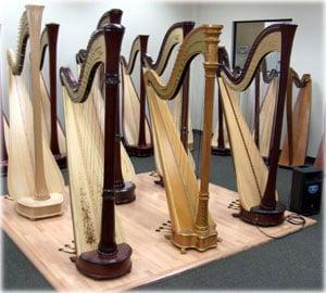 Concert grand and semigrand pedal harps at The Harp Connection