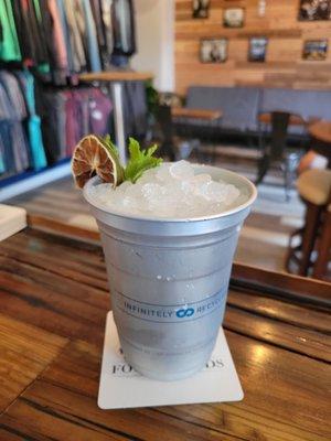 "Coconut Mojito"  Made with fresh muddles Lime and Mint and our Crafted Silver Rum