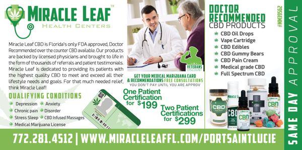 Stop in or call for an appointment with our Marji Doctor! We also have FDA CBD products and offer CBD Massage.