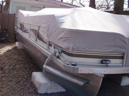 Custom built pontoon boat cover.