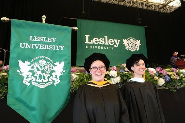 Custom backdrop and gonfalons for commencement