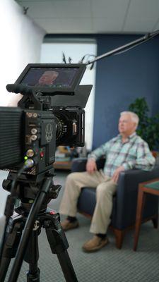 Interview setup with a RED cinema camera