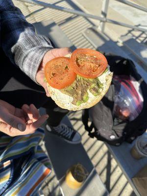 Veggie avocado bagel