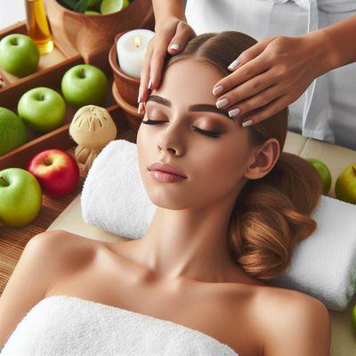 Lady receiving massage at Apple Spa