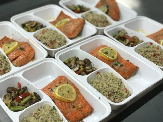 Quinoa Salmon with Sauté veggies.