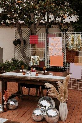 The sweetheart table and black velvet chairs- we loved the special time we had just the two of us!