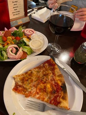 Cheese pizza and antipasto salad