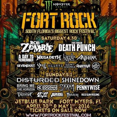 Fort Rock Festival 2016 line up, Ft Myers