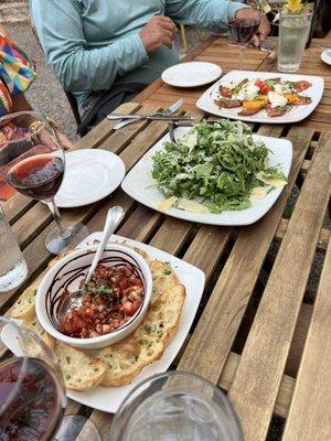 Caprese Salad, Rocket salad, Bruschetta