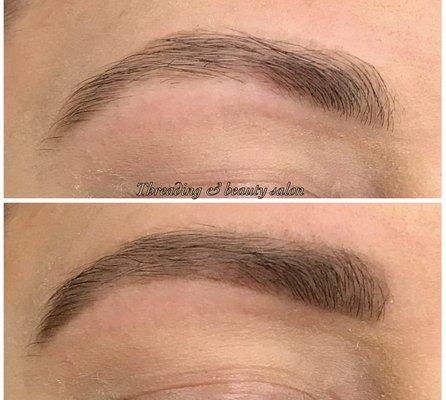 Threading and filled with the brow powder