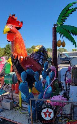 Fun metal yard art