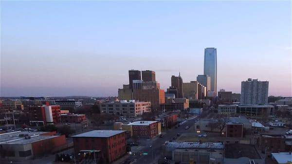 Aerial of Oklahoma City skyline.  
 
  ©2016 REVOKC