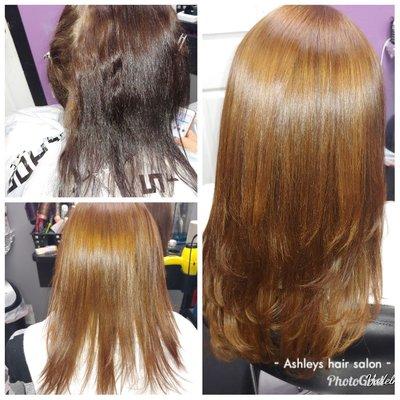 Color + hair extension by mystery woman hair