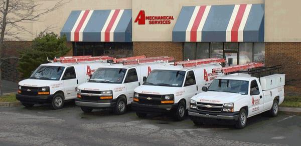 A&J Mechanical Services offices and vehicles.