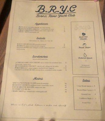 BRYC Menu