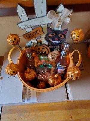 Basket  $1, wooden sign $2, pumpkins 10 cents