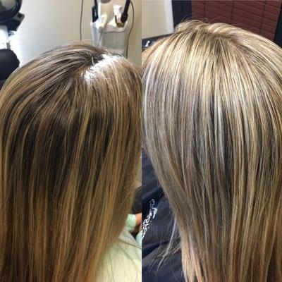 Before and after of highlights by Ruthie Caroline