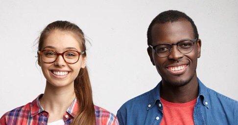 Couple wearing glasses