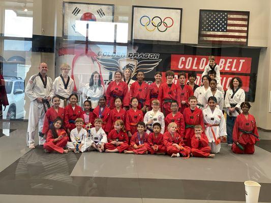 Belt testing, these kids work hard to learn their forms.  Master Brian is very kind and helpful when the kids got nervous.