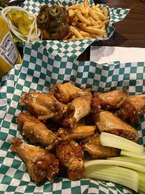 Honey Garlic Traditional Bone-in Wings & a Spicy Southwest Burger