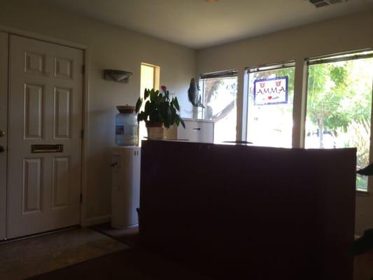 Front desk area of waiting room