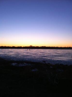 Lake Hiawatha in winter at dusk