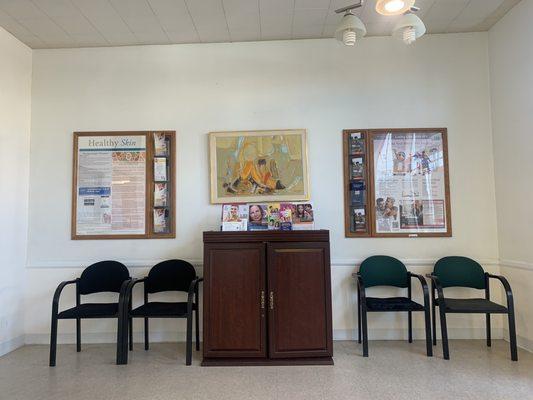 Waiting area with rickety chairs