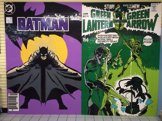 Lego comic cover murals by Up Up & Away! Comics